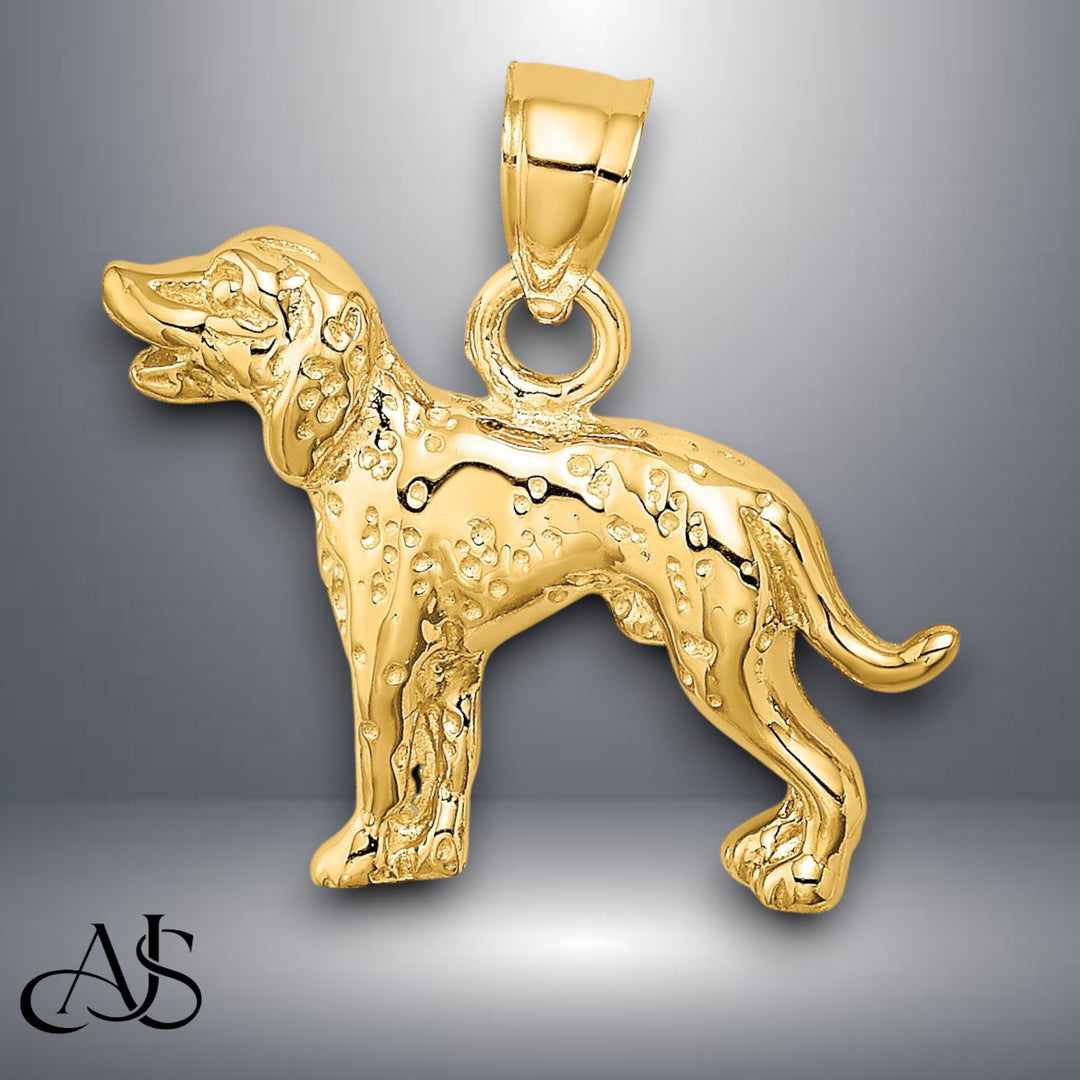 14K Yellow Gold Dalmatian Dog Charm with Chain Options