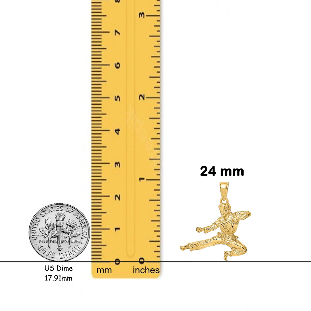 14K Yellow Gold 3-D Male Karate Pendant with Chain Options