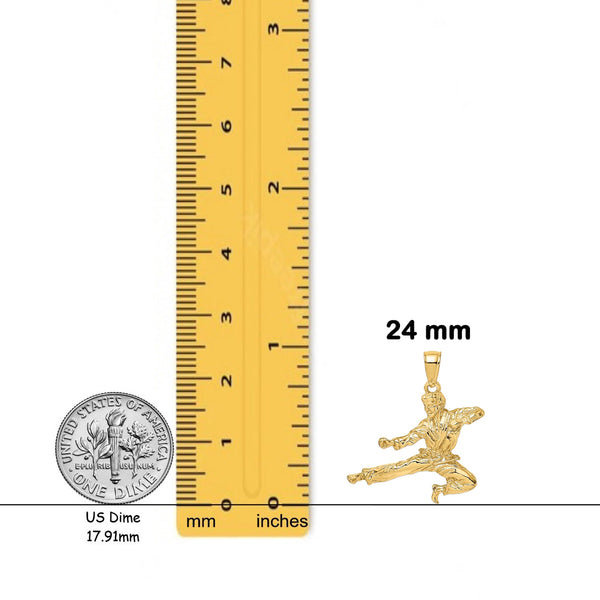 14K Yellow Gold 3-D Male Karate Pendant with Chain Options