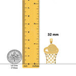 Load image into Gallery viewer, 14K Yellow Gold Basketball in Hoop Diamond Cut Pendant with Necklace Chain Options
