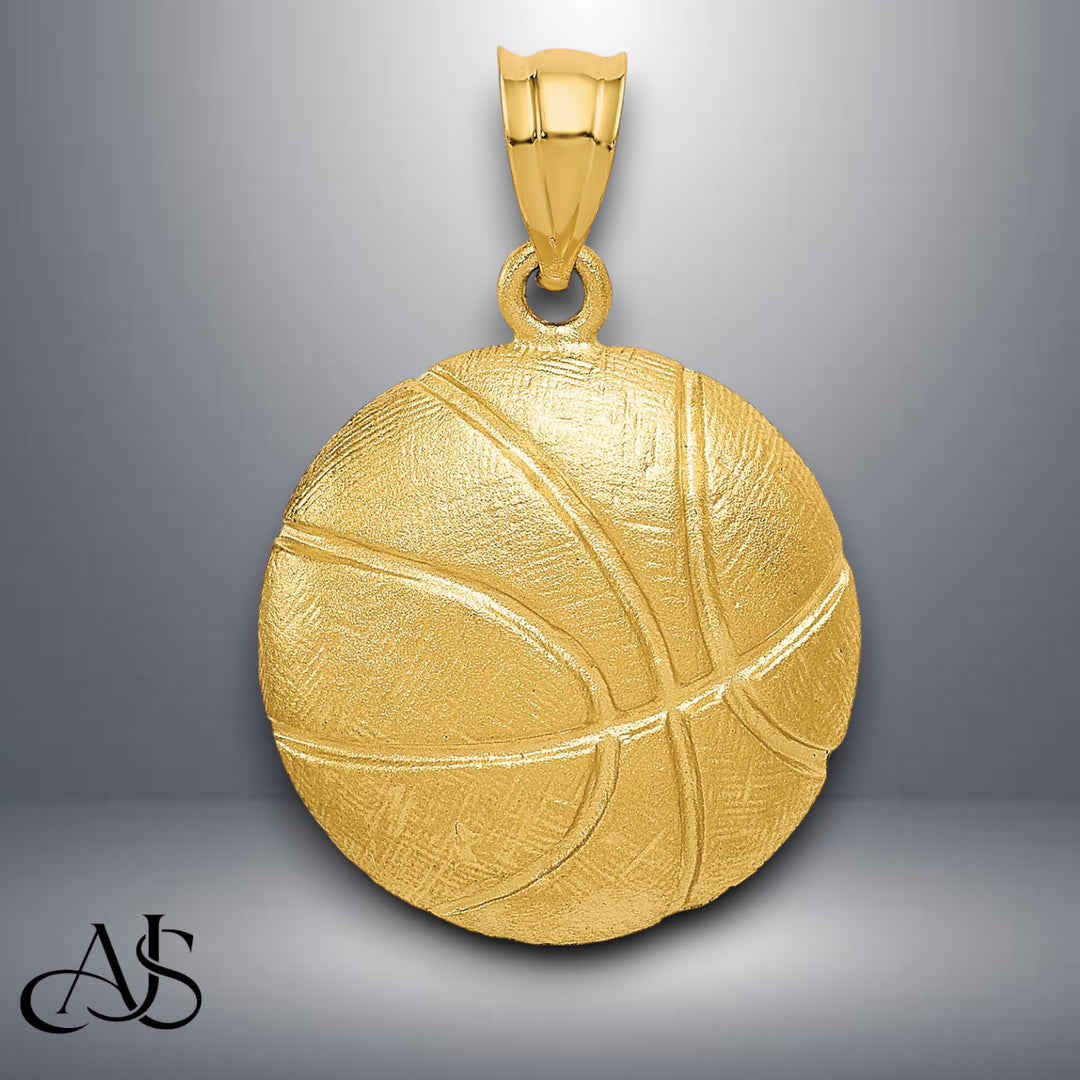 14K Yellow Gold Basketball Charm with Necklace Chain Options