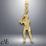 Load image into Gallery viewer, 14K Yellow Gold 3-D Baseball Player with Bat Charm with Necklace Chain Options
