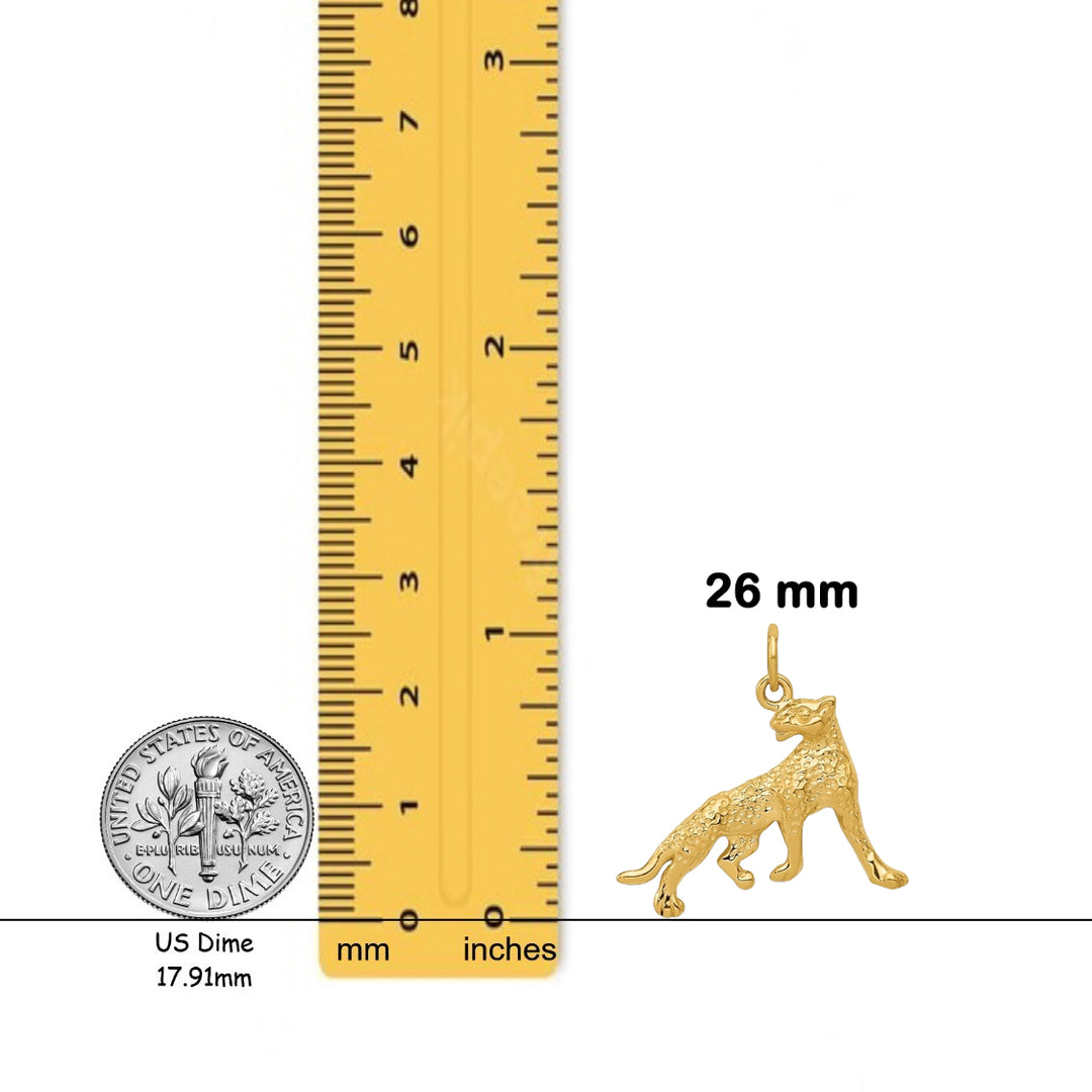 14K Yellow Gold Cheetah Charm with Necklace Chain Options