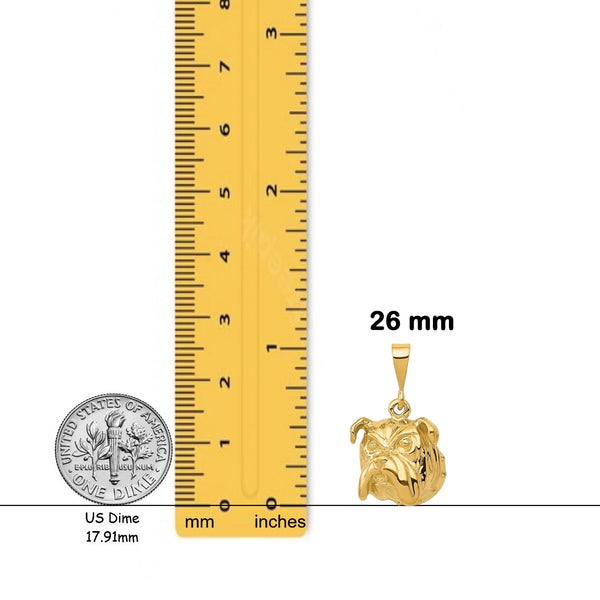 14K Yellow Gold Bulldog Pendant with Necklace Chain Options