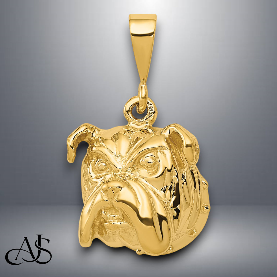 14K Yellow Gold Bulldog Pendant with Necklace Chain Options