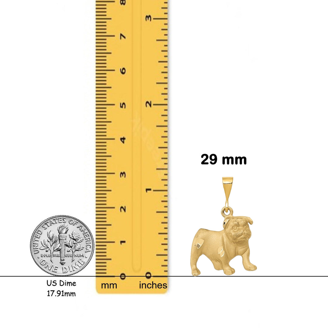 14K Yellow Gold Bulldog Pendant with Necklace Chain Options