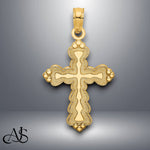 Load image into Gallery viewer, 14K Yellow Gold Scalloped Cross Charm Pendant with Necklace Chain Options
