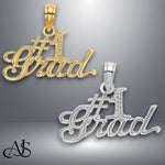 Load image into Gallery viewer, 14K Yellow or White Gold #1 GRAD Charm with Necklace Chain Options
