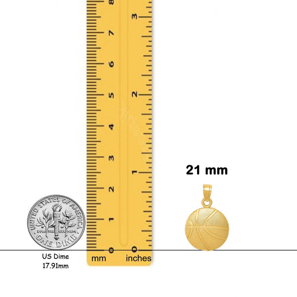 14K Yellow Gold Basketball Pendant with Necklace Chain Options