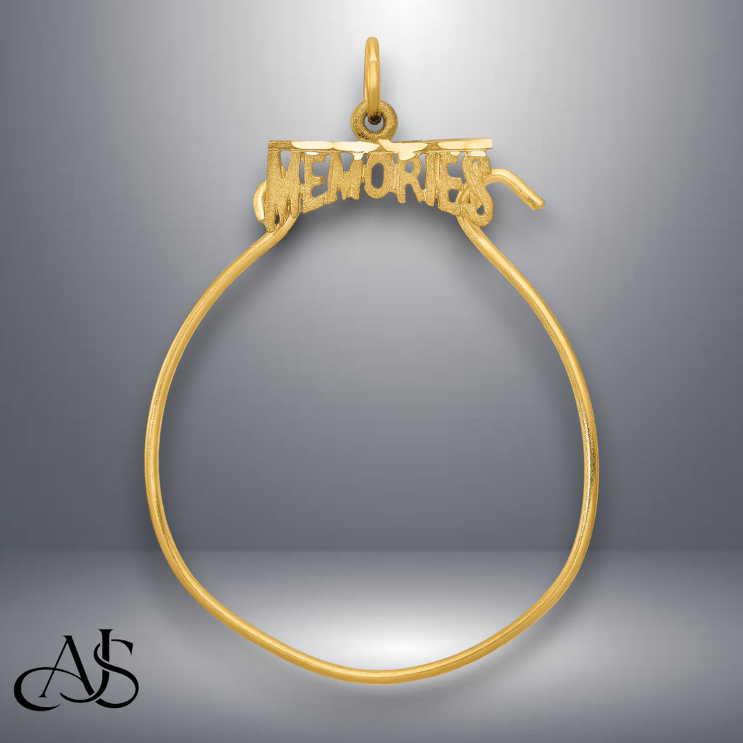 14K Yellow Gold MEMORIES Charm Holder with Necklace Chain Options