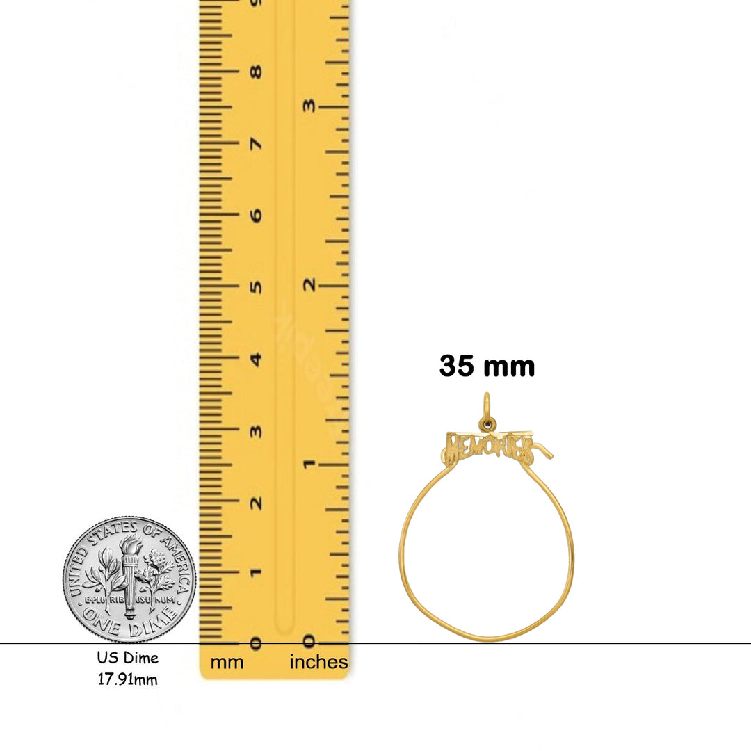 14K Yellow Gold MEMORIES Charm Holder with Necklace Chain Options