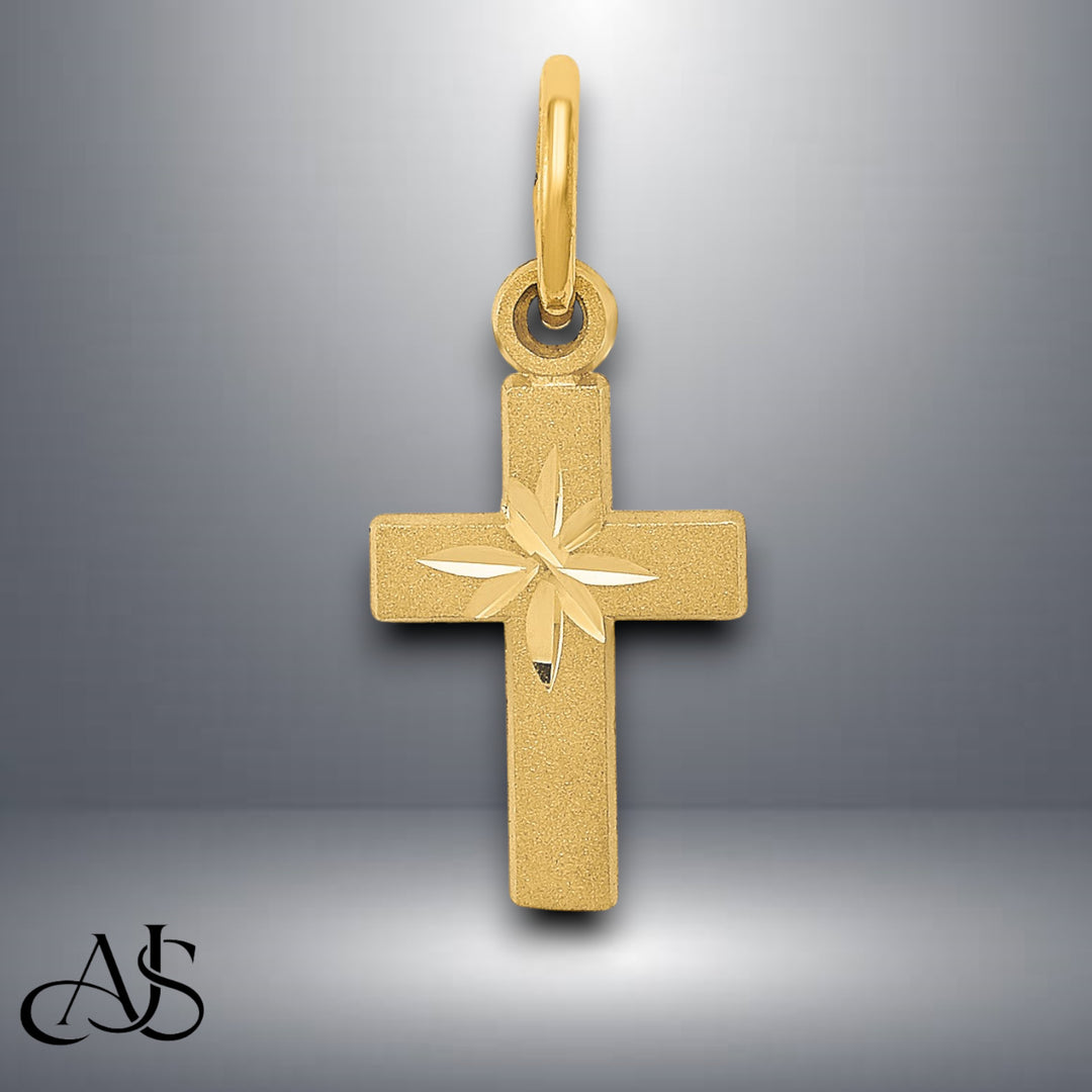 14K Yellow Gold Tiny Cross Charm with Necklace Chain Options