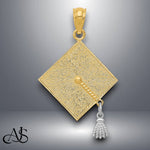 Load image into Gallery viewer, 14K Yellow Gold w/Rhodium 3-D Graduation Cap w/Moveable Tassel Pendant with Necklace Chain Options
