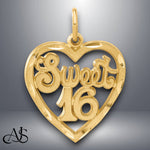 Load image into Gallery viewer, 14K Yellow Gold SWEET 16 in A Heart Charm with Necklace Chain Options
