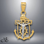 Load image into Gallery viewer, 14K Two-tone Gold Mariners Cross Pendant with Necklace Chain Options
