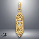 Load image into Gallery viewer, 14K Yellow Gold w/ White Rhodium Mezuzah W/Shin Charm with Necklace Chain Options
