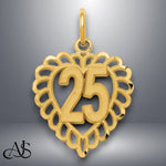 Load image into Gallery viewer, 14K Yellow Gold 16,18,21,25,50 Numbers in a Heart Charm with Necklace Chain Options
