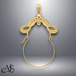 Load image into Gallery viewer, 14K Yellow Gold Polished Ribbon Decorated Charm Holder with Necklace Chain Options
