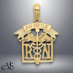Load image into Gallery viewer, 14K Yellow Gold Registered Nurse Charm with Necklace Chain Options

