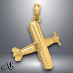 Load image into Gallery viewer, 14K Yellow Gold 3-D Bi-Plane Charm with Necklace Chain Options

