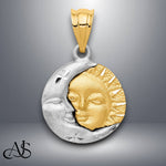 Load image into Gallery viewer, 14K Two-tone Gold Sun and Moon Charm with Necklace Chain Options
