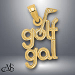 Load image into Gallery viewer, 14K Yellow Gold Solid Polished GOLF GAL Charm with Necklace Chain Options
