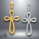 Load image into Gallery viewer, 14K Yellow Gold or White Gold Polished Cross Pendant with Necklace Chain Options
