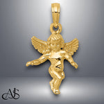 Load image into Gallery viewer, 14K Yellow Gold or White Gold 3D Polished Solid Angel Pendant with Necklace Chain Options
