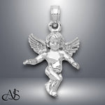 Load image into Gallery viewer, 14K Yellow Gold or White Gold 3D Polished Solid Angel Pendant with Necklace Chain Options
