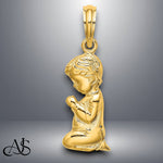 Load image into Gallery viewer, 14K Yellow Gold Praying Girl or Boy Charm with Necklace Chain Options
