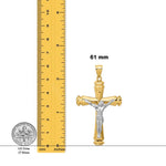 Load image into Gallery viewer, 14K Polished Two-tone Gold Crucifix Pendant with Necklace Chain Options
