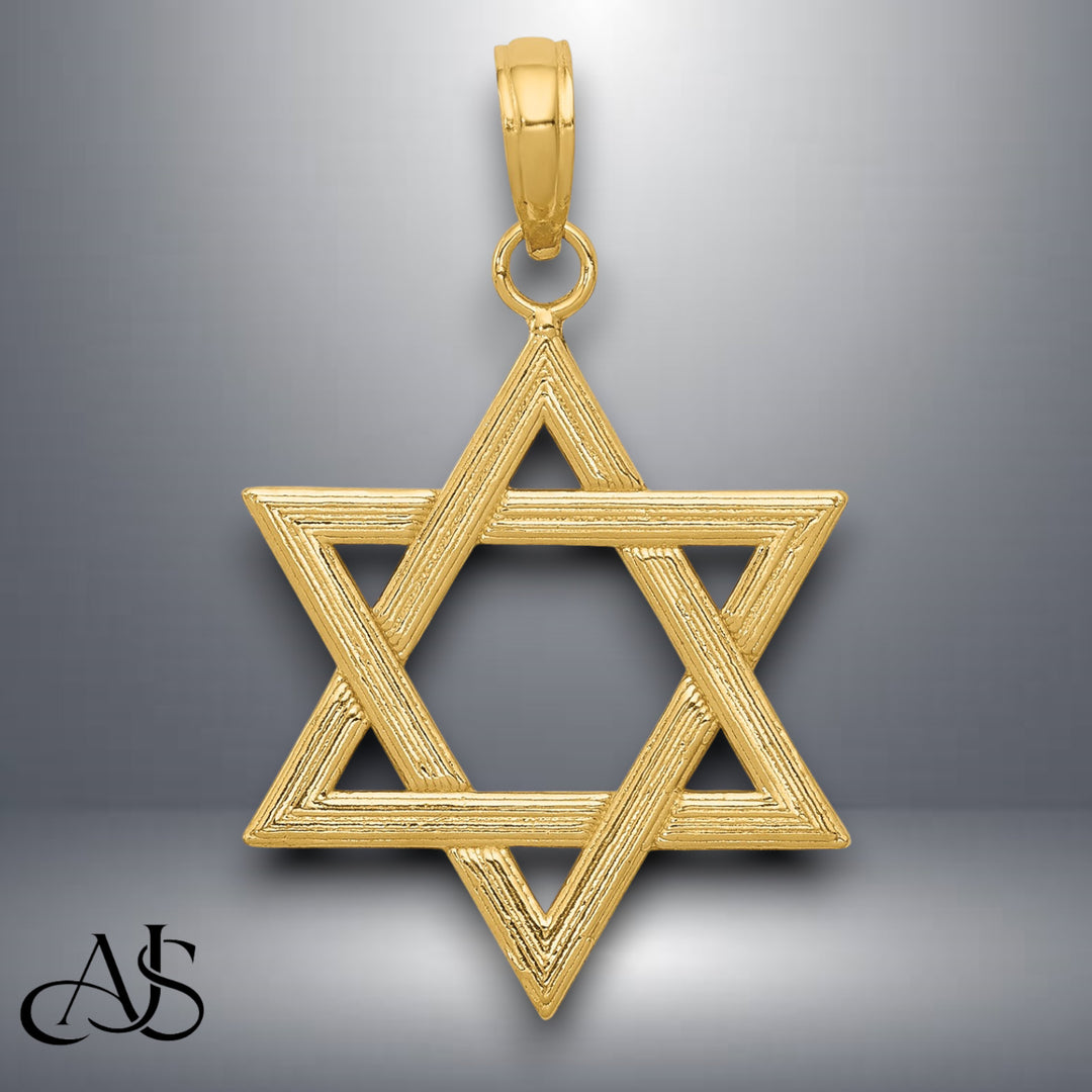 14K Yellow Gold Polished Star of David Pendant with Necklace Chain Options