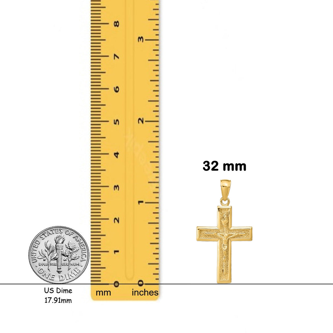 14K Yellow Gold Polished Crucifix Pendant with Necklace Chain Options