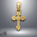 Load image into Gallery viewer, 14K Yellow Gold Tiny Budded Cross Charm with Necklace Chain Options
