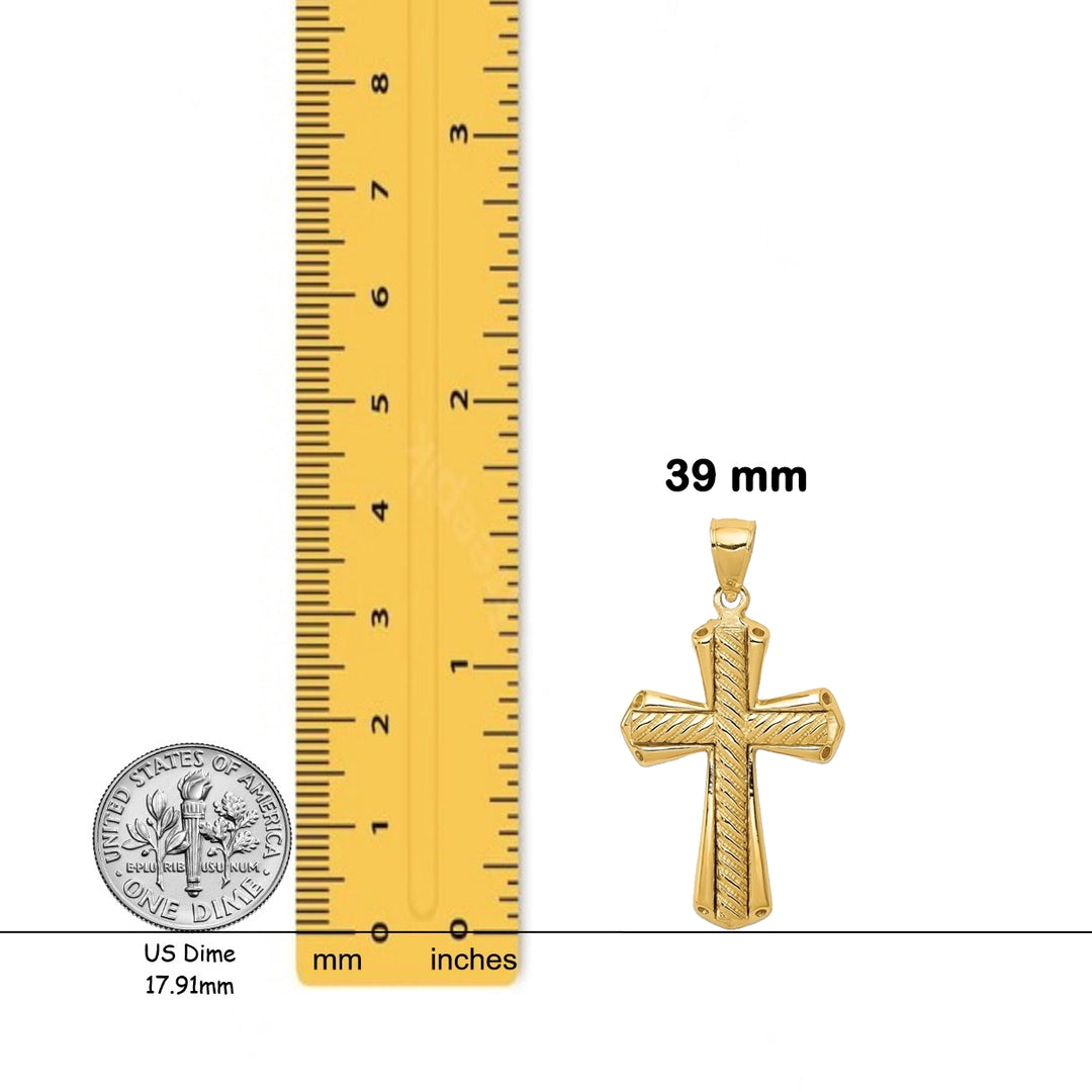 14K Yellow Gold Twisted Cross Pendant with Necklace Chain Options