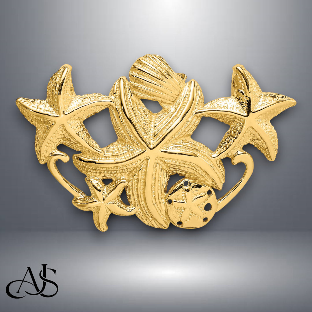 14K Yellow Gold Starfish Cluster Slide with Necklace Chain Options