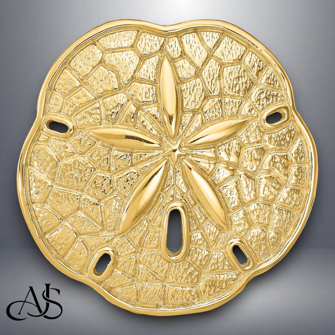 14K Yellow Gold Sand Dollar Slide with Necklace Chain Options