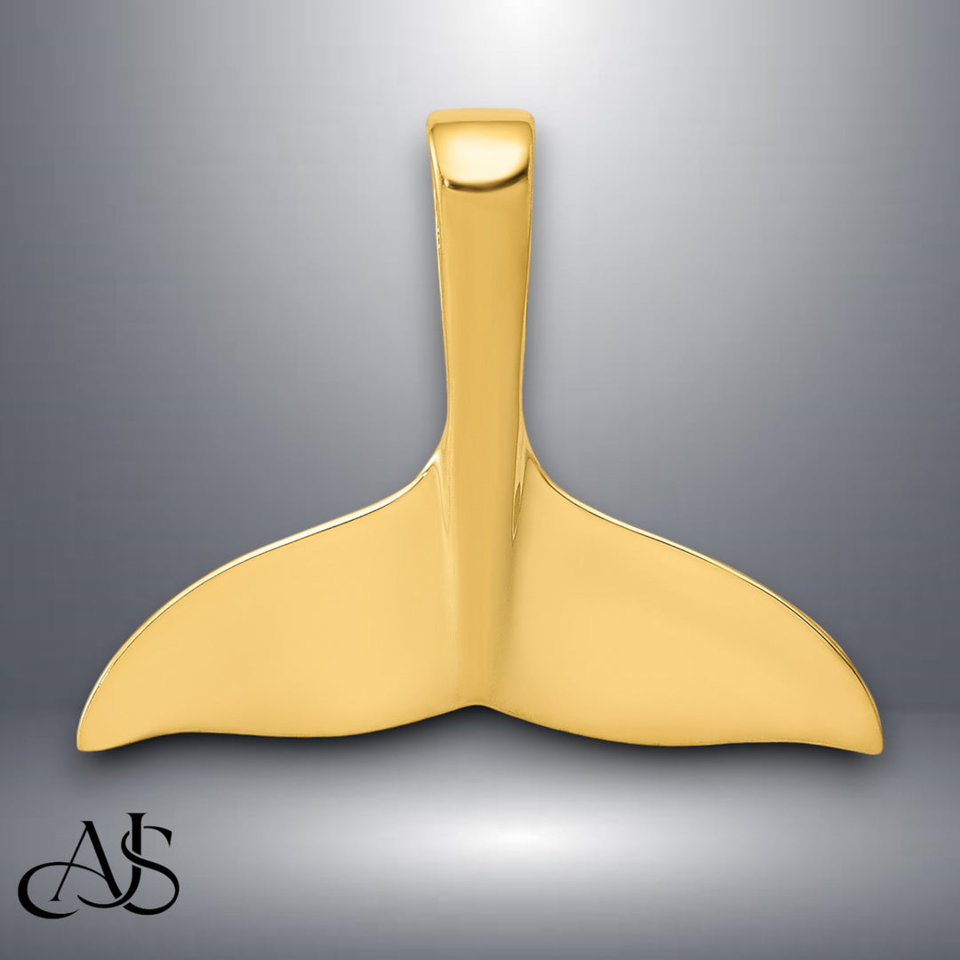 14K Yellow Gold Whale Tail Chain Slide with Necklace Chain Options