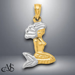 Load image into Gallery viewer, 14K Yellow Gold with White Rhodium 3-D Mermaid Pendant with Necklace Chain Options
