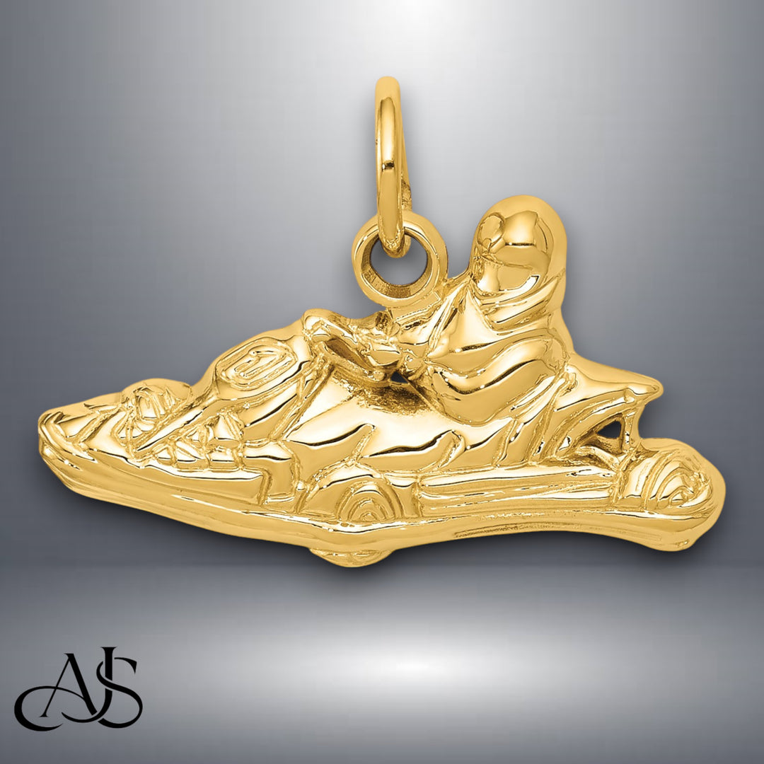 14K Yellow Gold Go-Kart Charm with Necklace Chain Options
