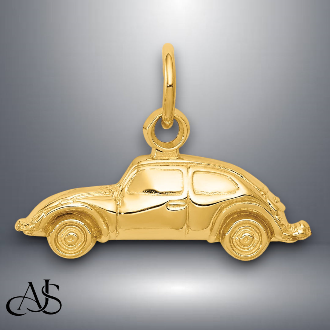 14K Yellow Gold Car Charm with Necklace Chain Options