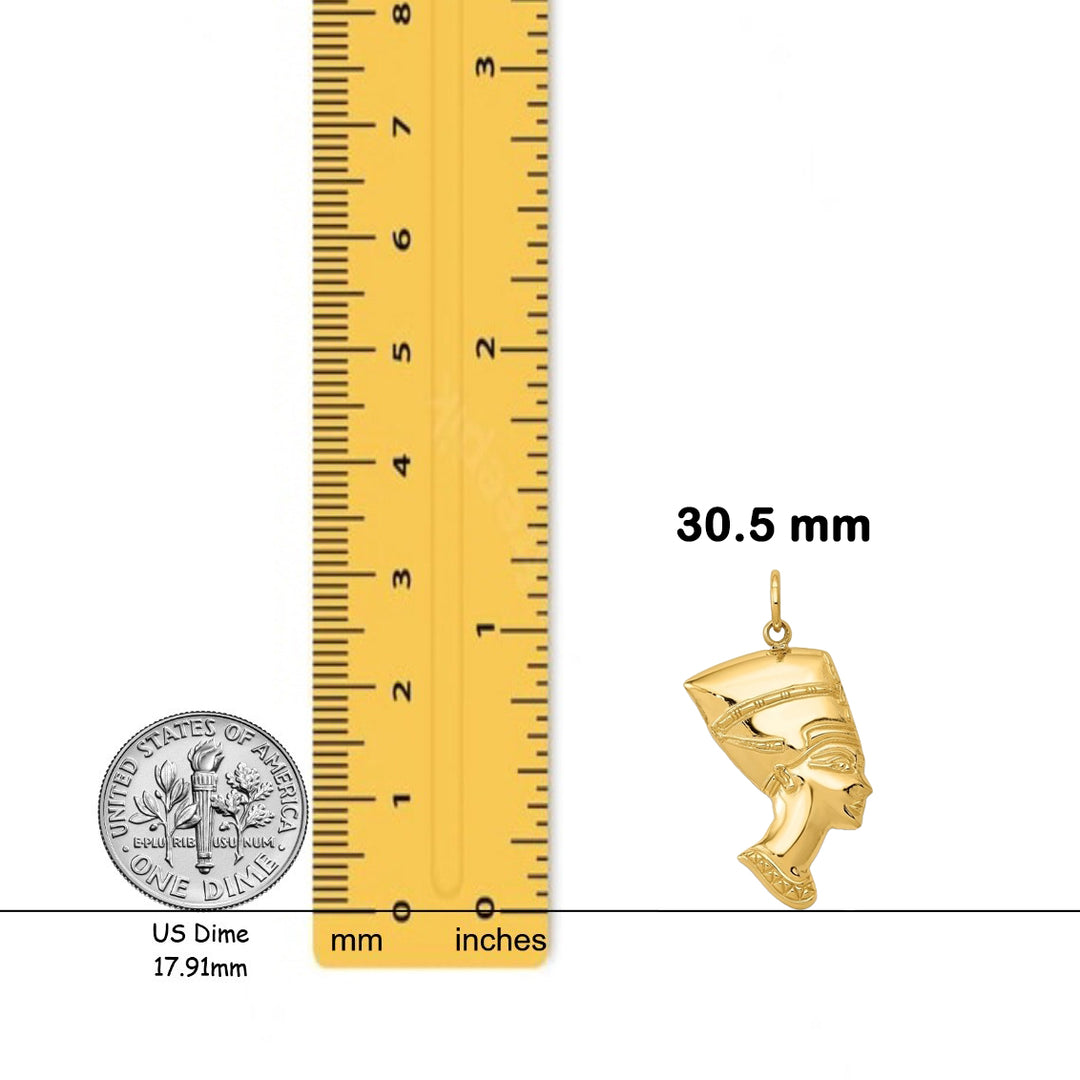 14K Yellow Gold Nefertiti Charm with Necklace Chain Options