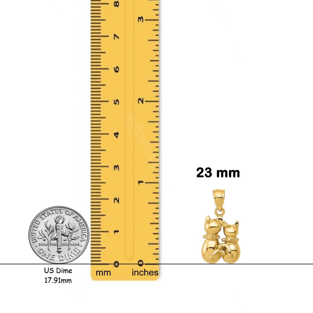14K Yellow Gold Cat Pendant with Necklace Chain Options
