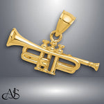 Load image into Gallery viewer, 14K Yellow Gold 3D Trumpet Pendant with Necklace Chain Options
