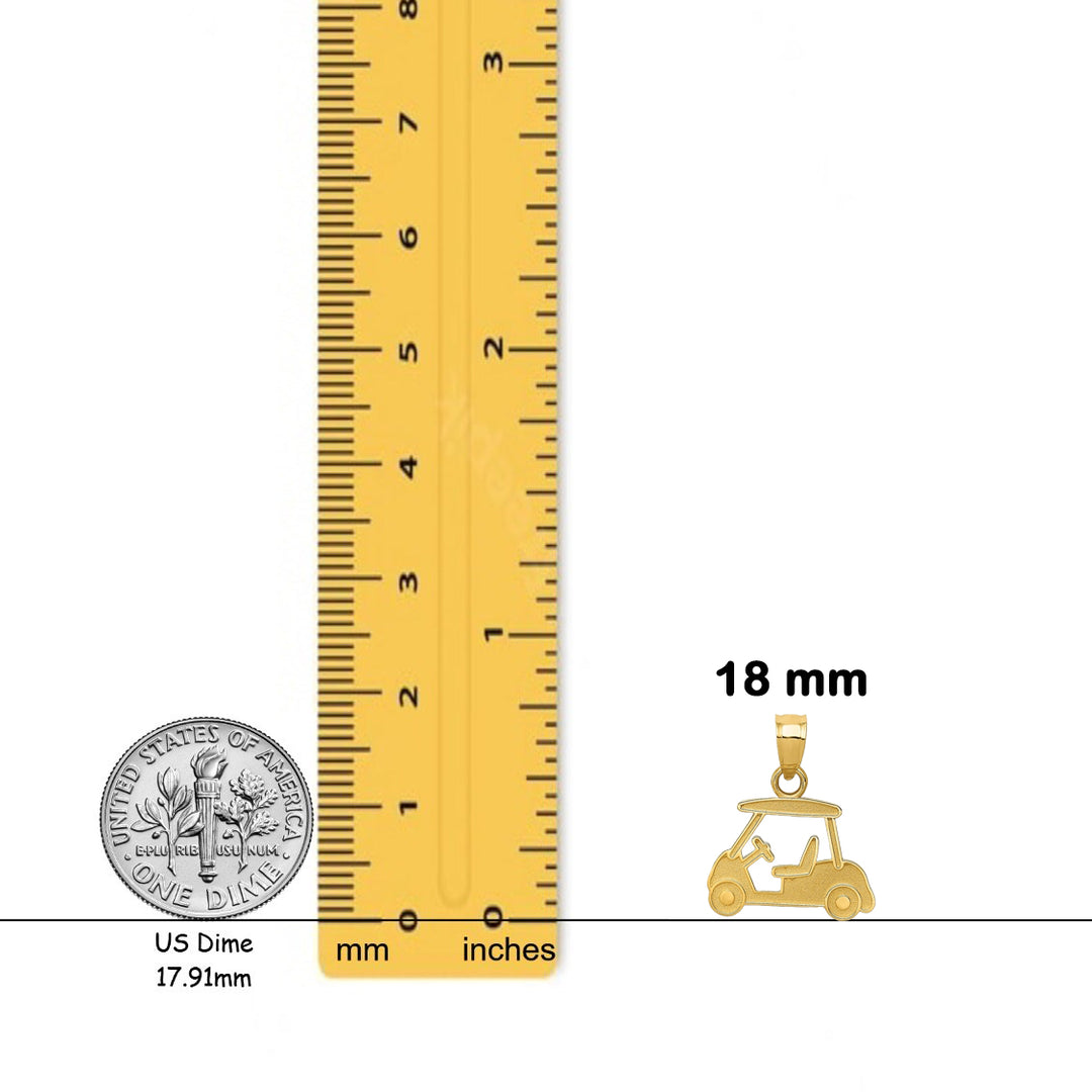 14K Yellow Gold Golf Cart Charm with Necklace Chain Options