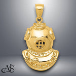 Load image into Gallery viewer, 14K Yellow Gold Divers Helmet Pendant with Necklace Chain Options
