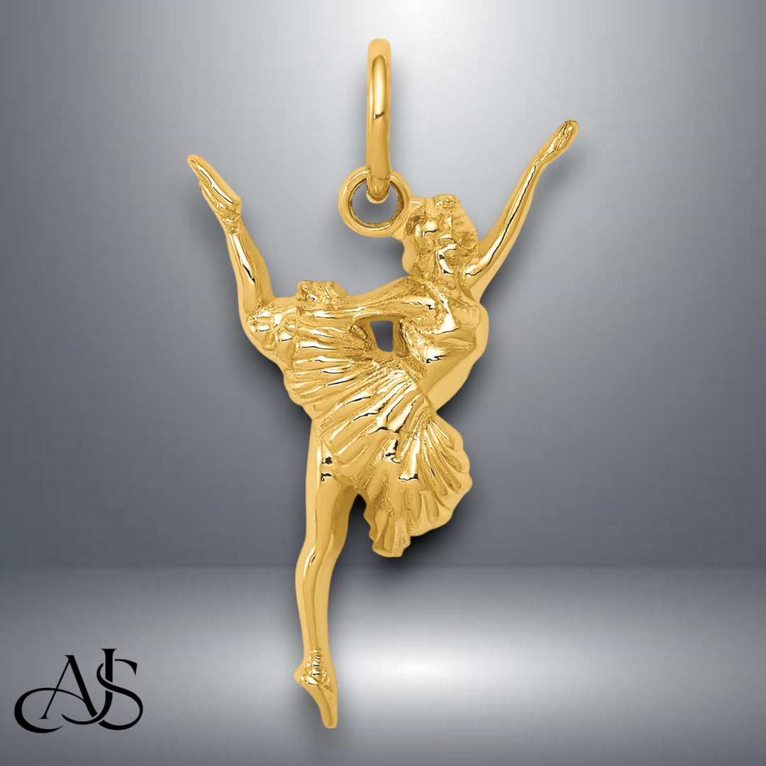 14K Yellow Gold Ballerina Charm with Necklace Chain Options