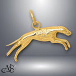 Load image into Gallery viewer, 14K Yellow Gold Greyhound Charm with Necklace Chain Options
