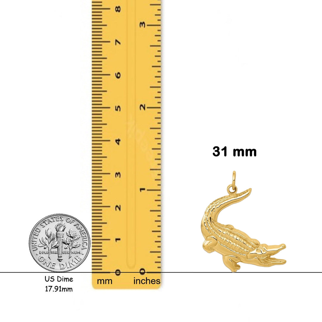 14K Yellow Gold Alligator Charm with Necklace Chain Options