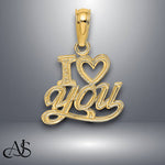 Load image into Gallery viewer, 14K Yellow Gold Polished and Textured I HEART YOU Charm with Necklace Chain Options

